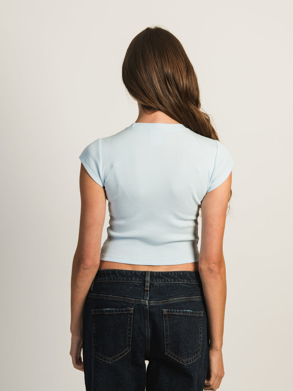 HARLOW ESSENTIAL RIBBED BABY TEE - BLUE