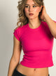 HARLOW ESSENTIAL RIBBED BABY TEE - NEON PINK HARLOW - Boathouse USA