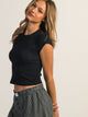HARLOW ESSENTIAL RIBBED BABY TEE - NAVY