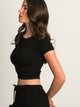HARLOW RIBBED SEAMLESS TEE - BLACK HARLOW - Boathouse USA