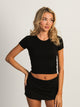 HARLOW RIBBED SEAMLESS TEE - BLACK HARLOW - Boathouse USA