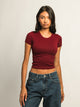 HARLOW RIBBED SEAMLESS TEE - BURGUNDY HARLOW - Boathouse USA