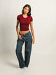 HARLOW RIBBED SEAMLESS TEE - BURGUNDY HARLOW - Boathouse USA