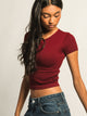 HARLOW RIBBED SEAMLESS TEE - BURGUNDY HARLOW - Boathouse USA