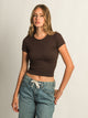 HARLOW RIBBED SEAMLESS TEE - CHOCOLATE HARLOW - Boathouse USA