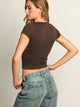 HARLOW RIBBED SEAMLESS TEE - CHOCOLATE HARLOW - Boathouse USA