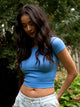 HARLOW RIBBED SEAMLESS TEE - ELECTRIC BLUE HARLOW - Boathouse USA