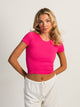 HARLOW RIBBED SEAMLESS TEE - NEON PINK HARLOW - Boathouse USA