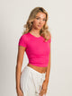 HARLOW RIBBED SEAMLESS TEE - NEON PINK HARLOW - Boathouse USA