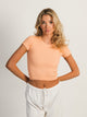 HARLOW RIBBED SEAMLESS TEE - PEACH HARLOW - Boathouse USA