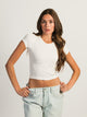 HARLOW RIBBED SEAMLESS TEE - WHITE HARLOW - Boathouse USA