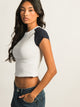 HARLOW MISSY RAGLAN TEE - CLOUD