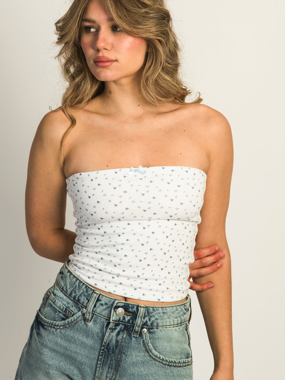 HARLOW BAILEY DITSY TUBE TOP - WHITE