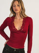 HARLOW EVELYN LACE LONGSLEEVE - BURGUNDY