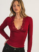 HARLOW PARTY EVELYN LACE LONGSLEEVE - BURGUNDY HARLOW - Boathouse USA
