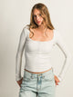 HARLOW DAPHNE LONG SLEEVE HENLEY MELANGE - CLOUD HARLOW - Boathouse USA