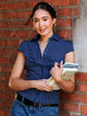 HARLOW MARGO BUTTON UP - NAVY