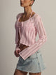 HARLOW KRISTY CROCHET LONGSLEEVE - BABY PINK HARLOW - Boathouse USA