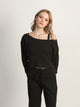 HARLOW OFF THE SHOULDER WAFFLE LONG SLEEVE - BLACK HARLOW - Boathouse USA