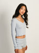 HARLOW PIA POINTELLE LONG SLEEVE HENLEY - BABY BLUE HARLOW - Boathouse USA