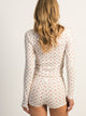 HARLOW HOLLY LONG SLEEVE DITSY HENLEY - WHITE