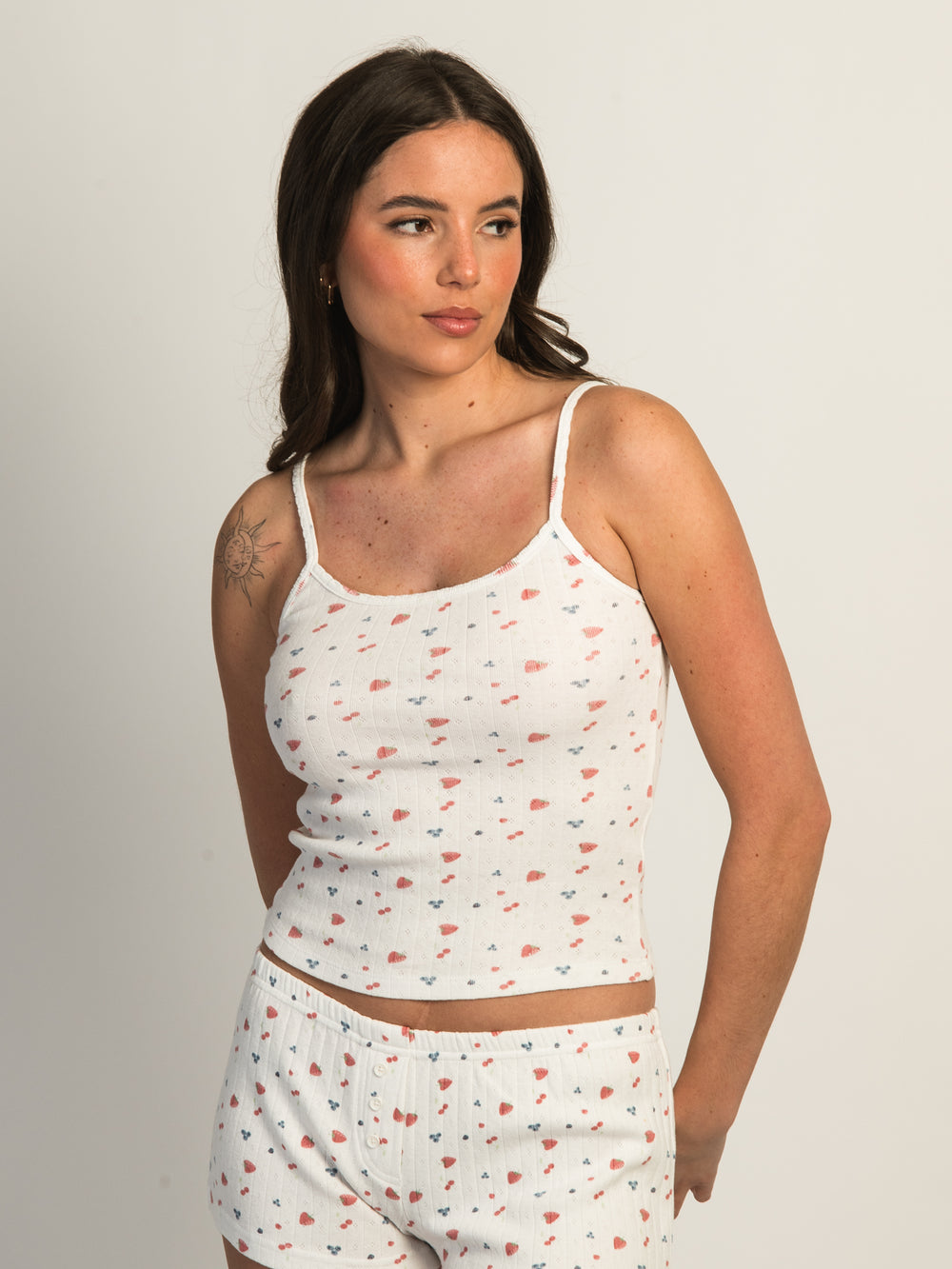 HARLOW PAYTON POINTELLE PRINT TANK TOP - WHITE