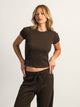 HARLOW ALLIE WAFFLE TEE - CHOCOLATE