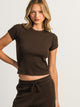 HARLOW ALLIE WAFFLE TEE - CHOCOLATE