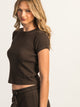 HARLOW ALLIE WAFFLE TEE - CHOCOLATE