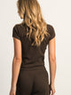 HARLOW ALLIE WAFFLE TEE - CHOCOLATE