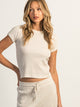 HARLOW ALLIE WAFFLE MELANGE TEE - OATMEAL