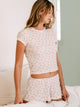 HARLOW ALLIE WAFFLE TEDDY TEE - BABY PINK