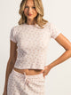 HARLOW ALLIE WAFFLE TEDDY TEE - BABY PINK
