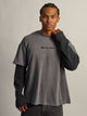 LONG SLEEVE WAFFLE FOOTBALL TEE - CHARCOAL KOLBY - Boathouse USA