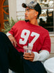 LONG SLEEVE WAFFLE FOOTBALL TEE - RED KOLBY - Boathouse USA