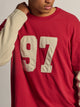 LONG SLEEVE WAFFLE FOOTBALL TEE - RED KOLBY - Boathouse USA