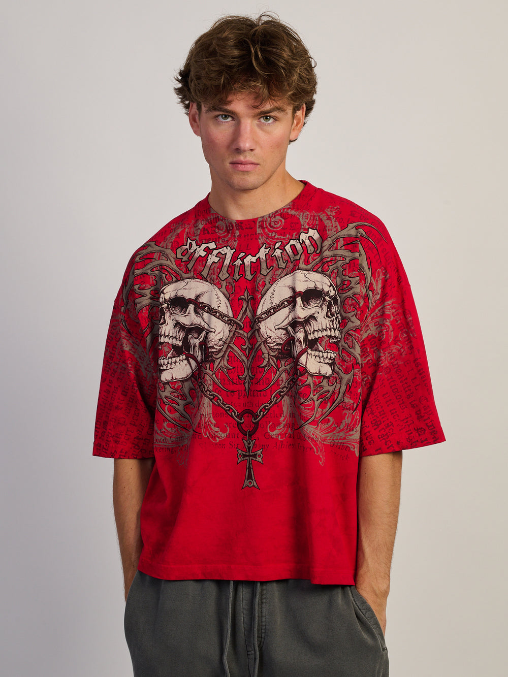AFFLICTION SKULLS BOXY TEE