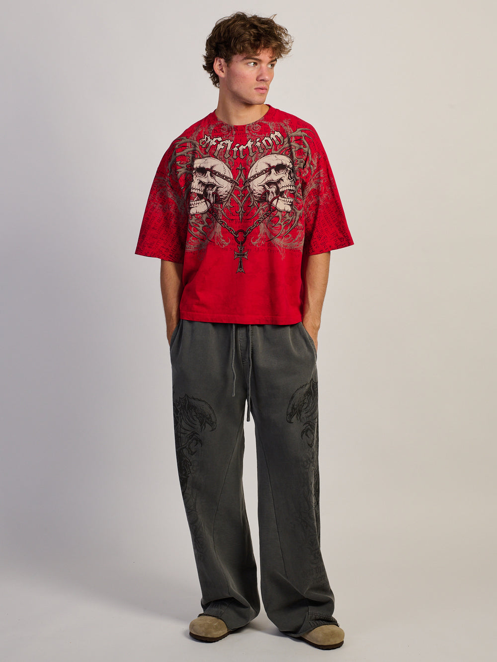 AFFLICTION SKULLS BOXY TEE