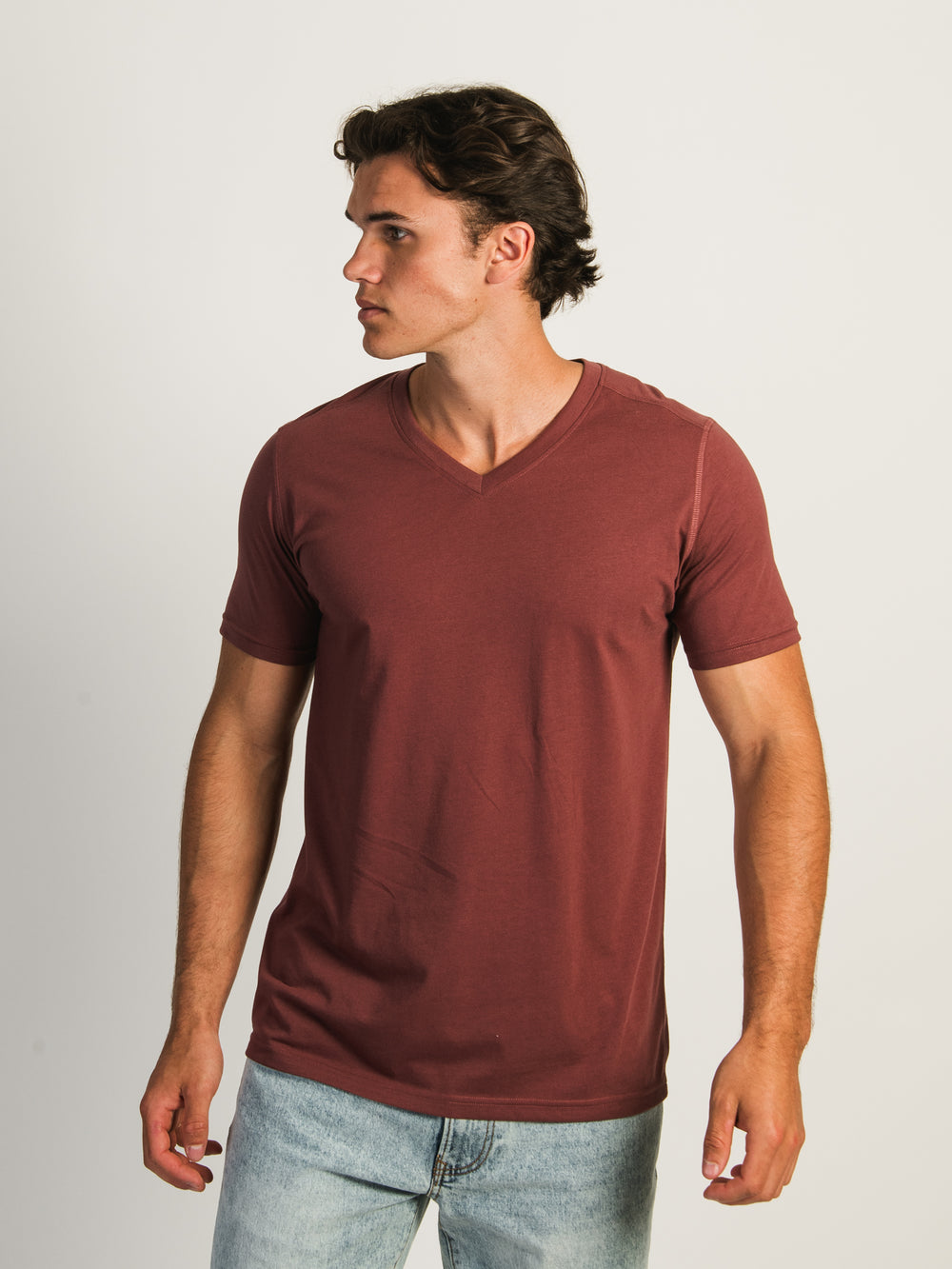 VICTOR V-NECK TEE- SMOKEY MAUVE