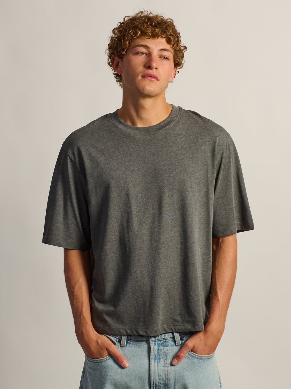 SHORT CUT TEE - HEATHER CHOCOLATE