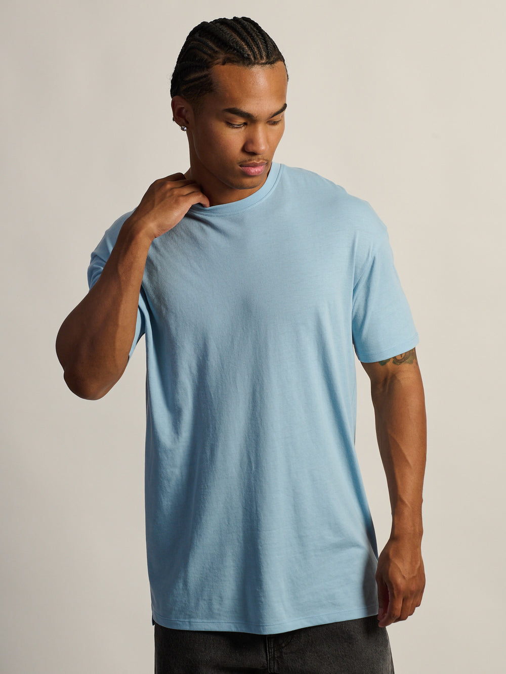 LONG FIT TEE - BABY BLUE
