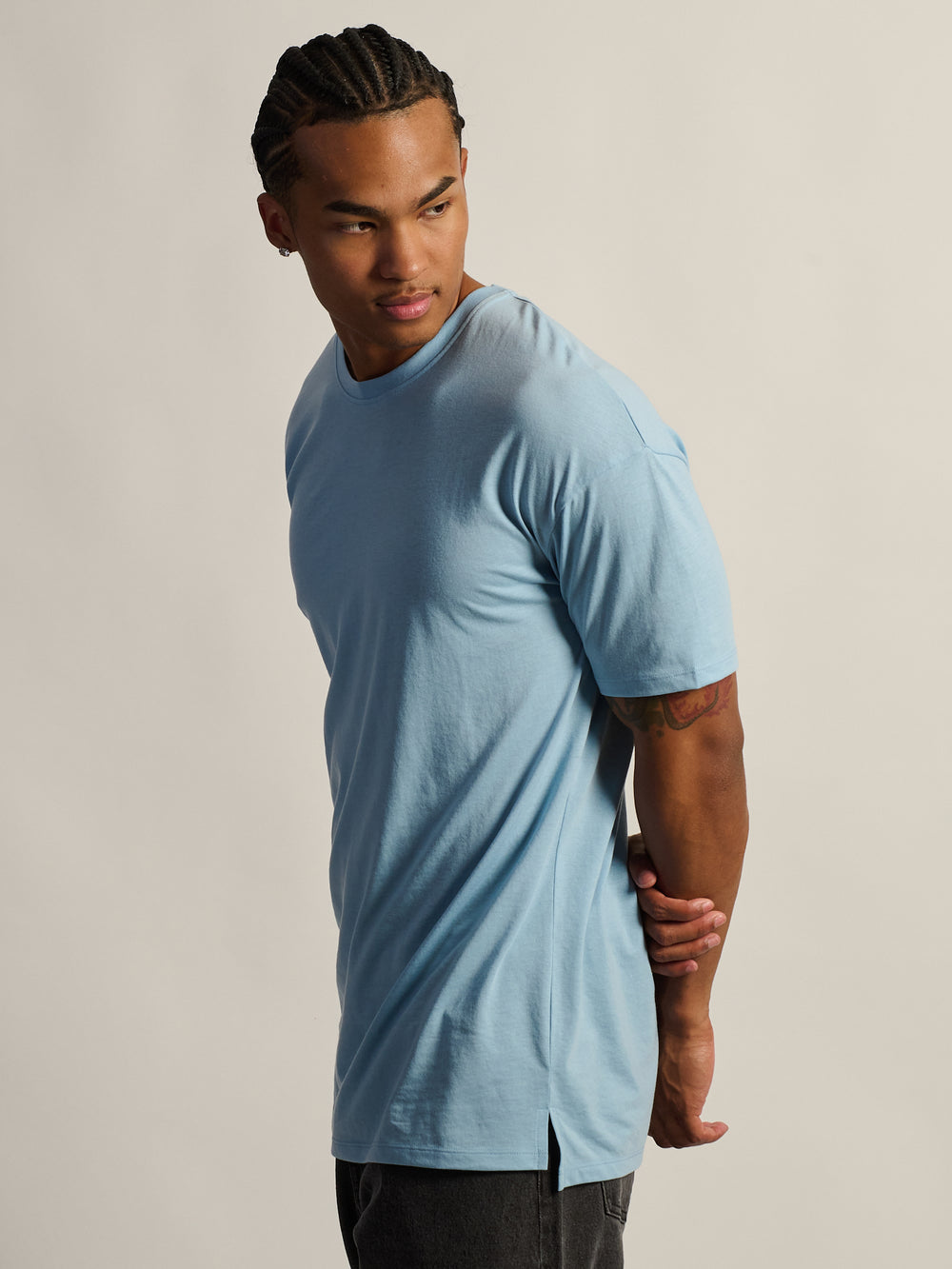 LONG FIT TEE - BABY BLUE