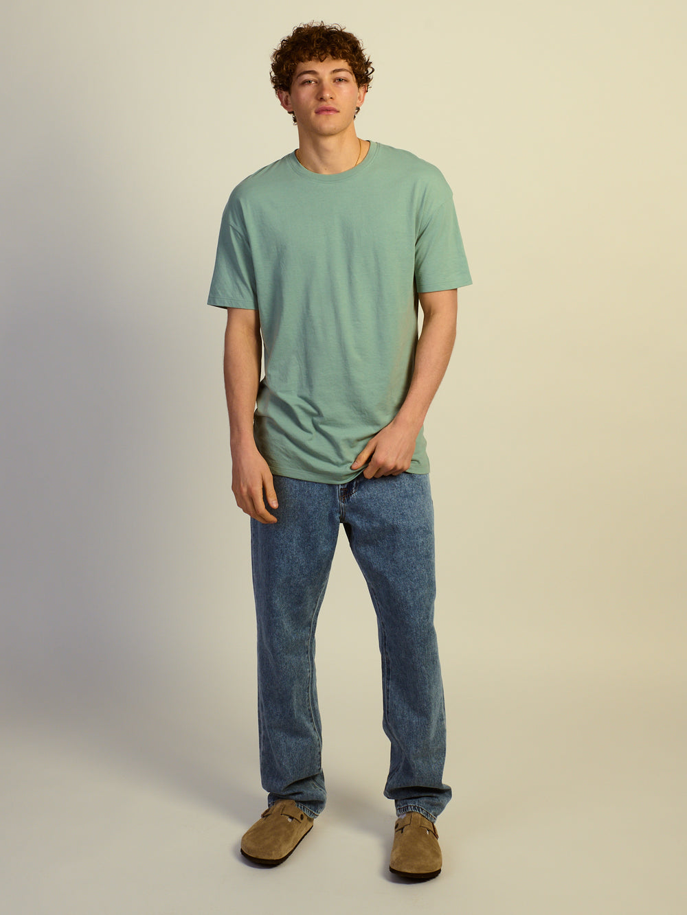 LONG FIT TEE - DUSTY GREEN