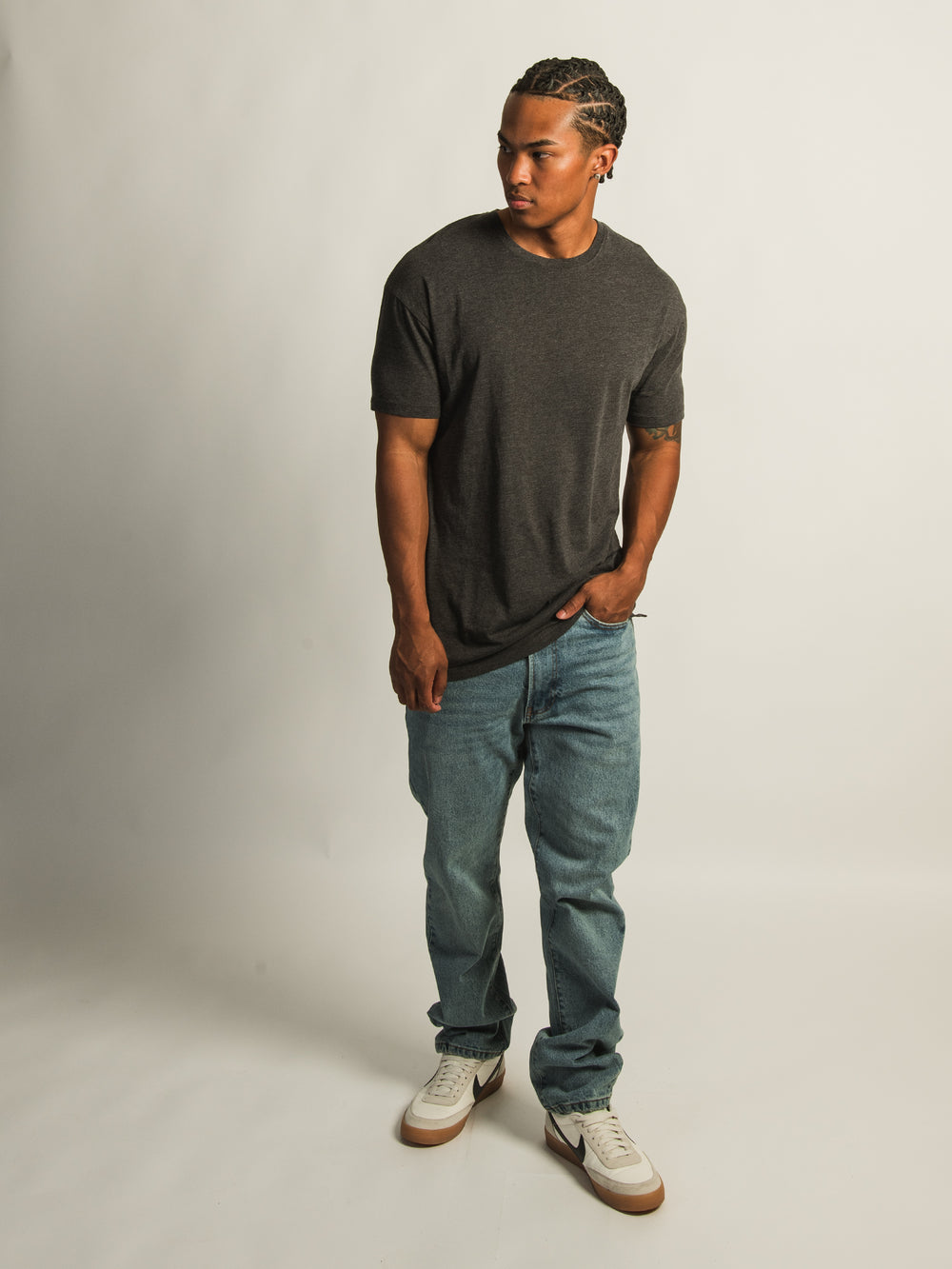 LONG FIT TEE - DARK GREY