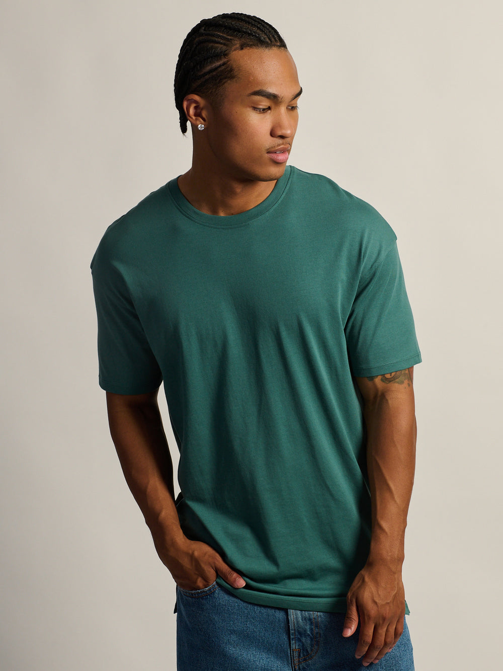 LONG FIT TEE - DARK GRN