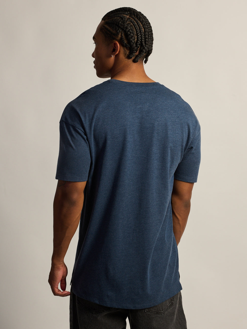 LONG FIT TEE - HEATHER NAVY
