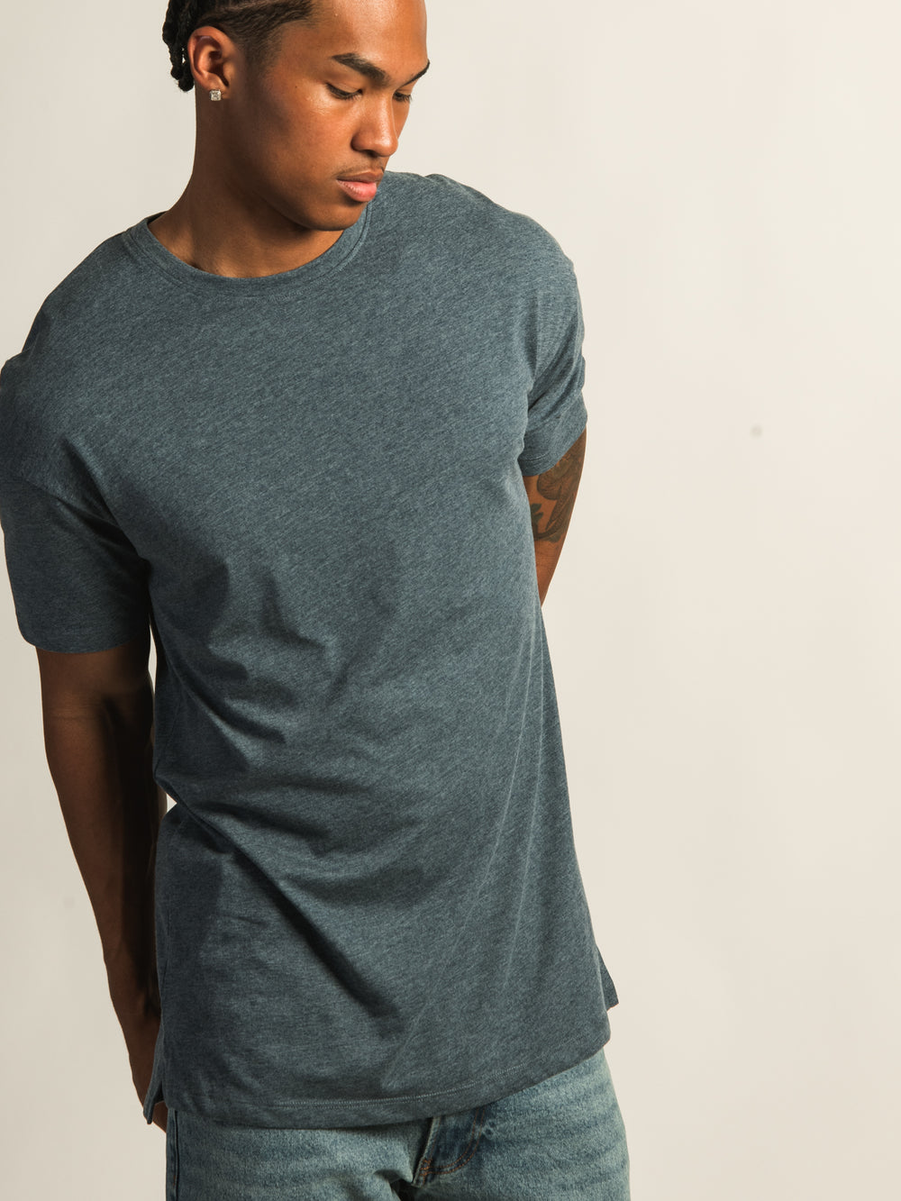 LONG FIT TEE- NAVY