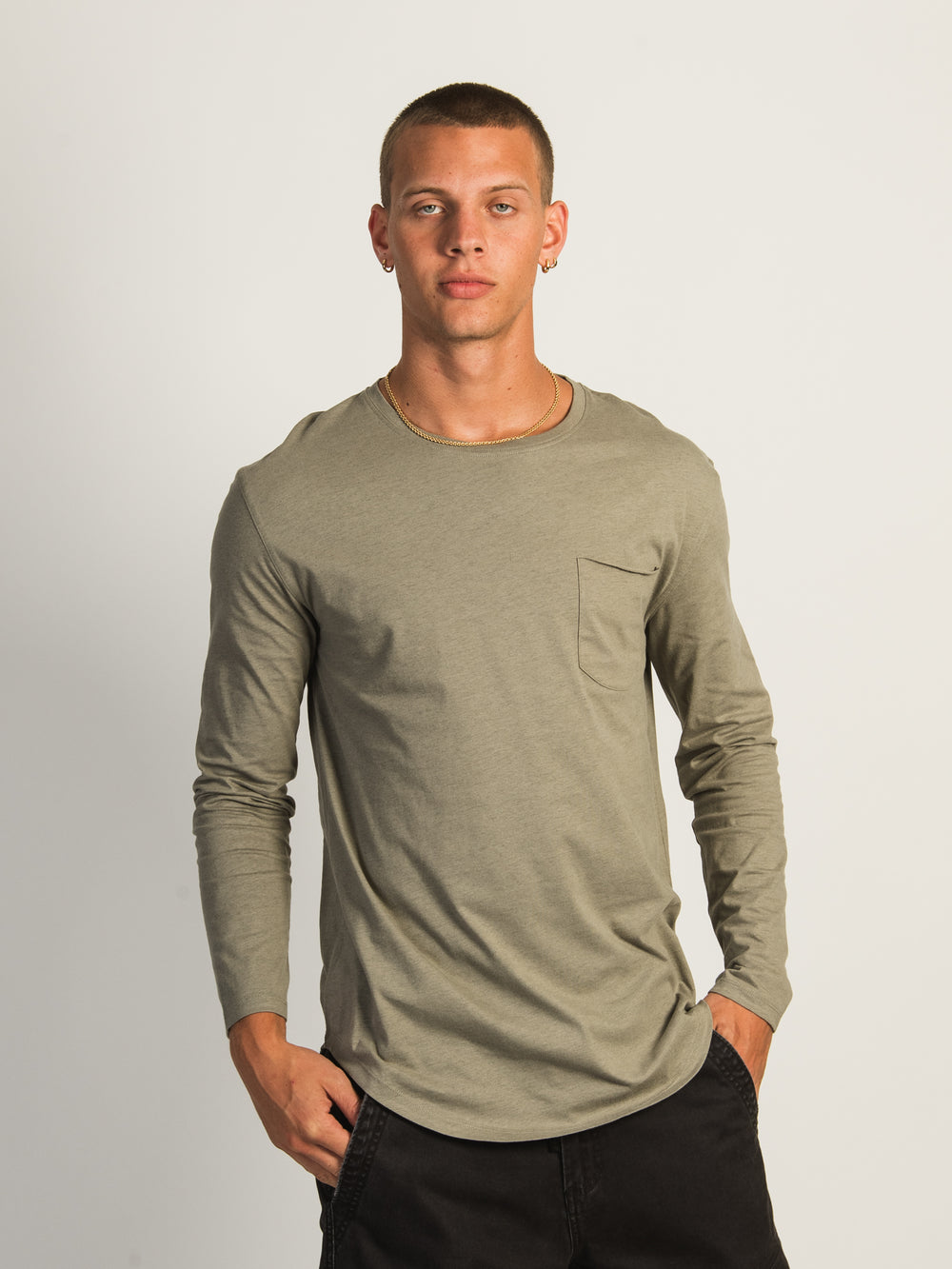 LONG SLEEVE LONGLINE TEE - COMBAT