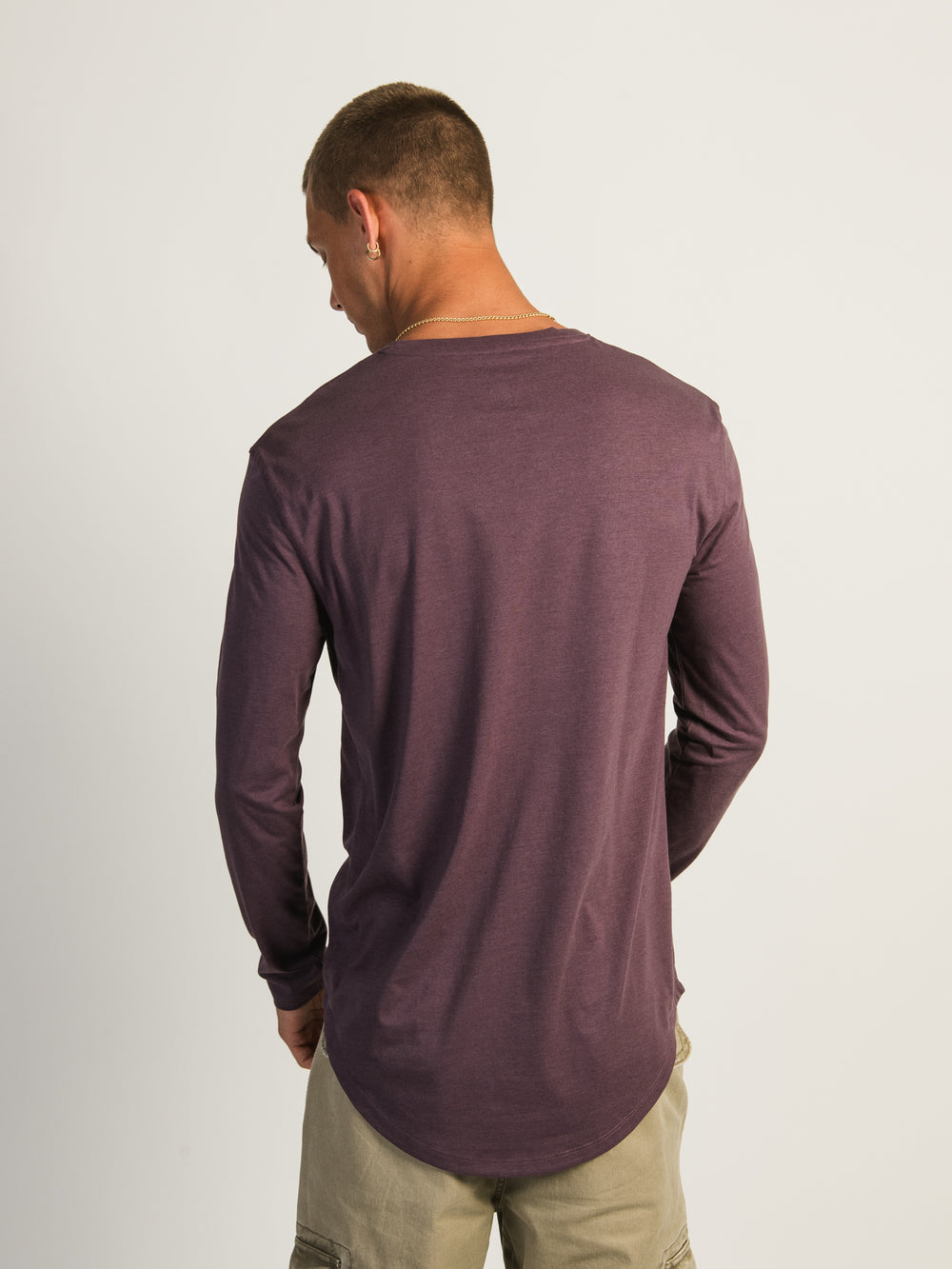 LONG SLEEVE LONGLINE TEE - PLUM