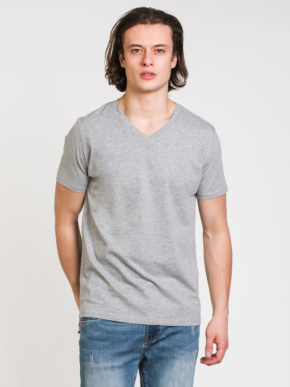 VICTOR V-NECK TEE - GREY MIX